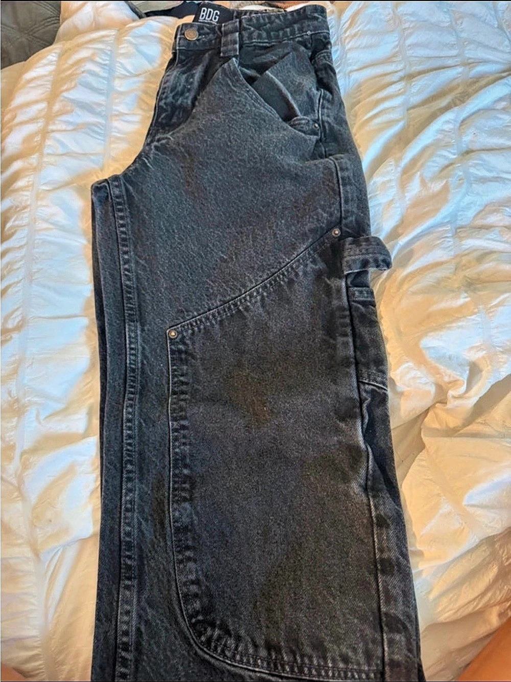 BDG Urban Outfitters Double Knee Relaxed Straight Jeans Black Waist 24